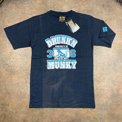 Drunknmunky 00s navy graphic tee