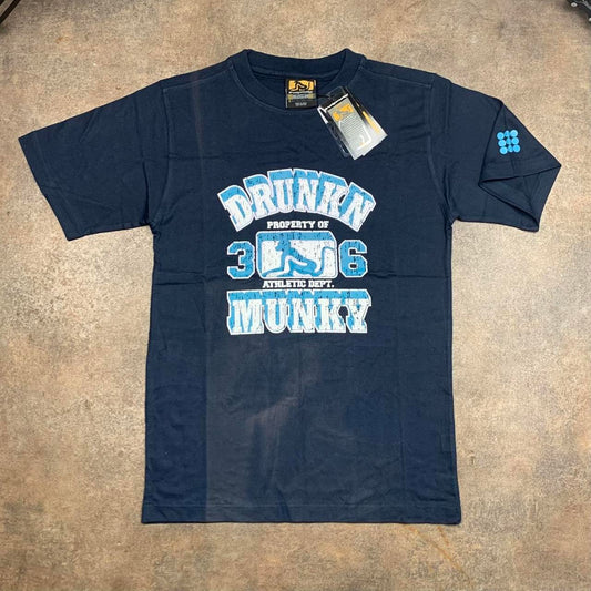 Drunknmunky 00s navy graphic tee
