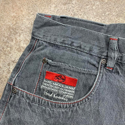 School Of Hard Knocks 90s baggy graphic black grey jorts