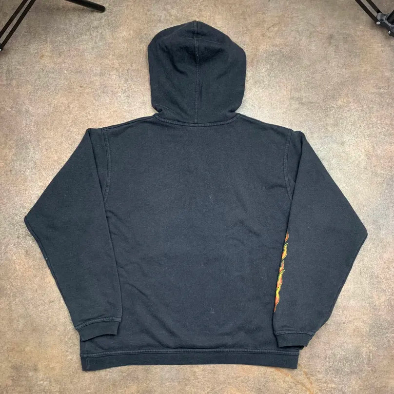 Quiksilver 90s flame graphic black boxy hoodie