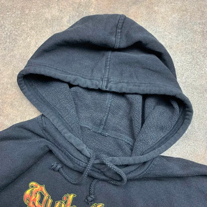 Quiksilver 90s flame graphic black boxy hoodie